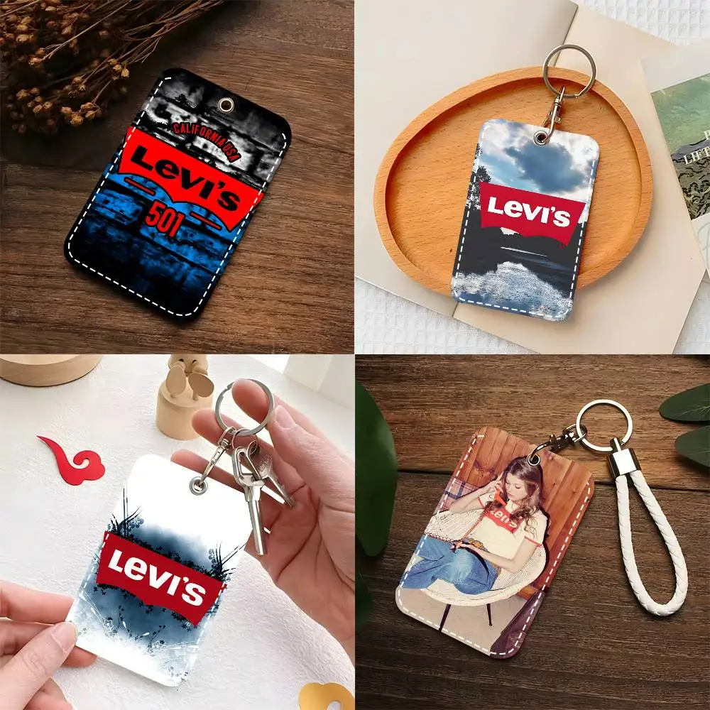

1 шт. Модный кожаный картхолдер L-Levis с брелоком для ключей и пропускных карт