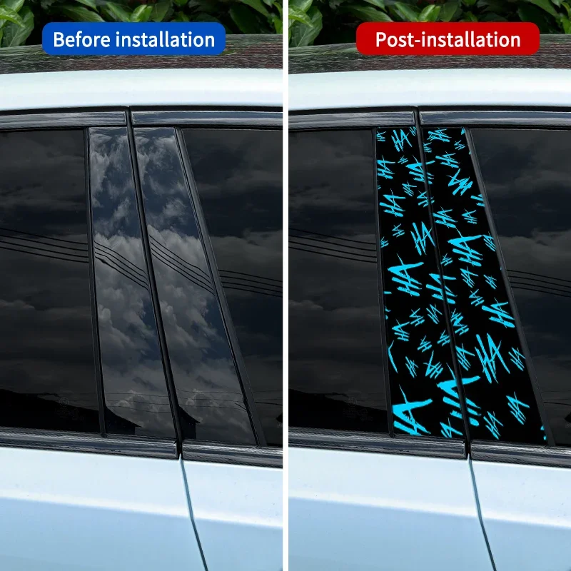 1PC/2PCS Hahaha Universal Car Stickers Auto B Pillar Waterproof Decor DIY Car Doors Pillar Sunscreen Refit Car Styling Decals