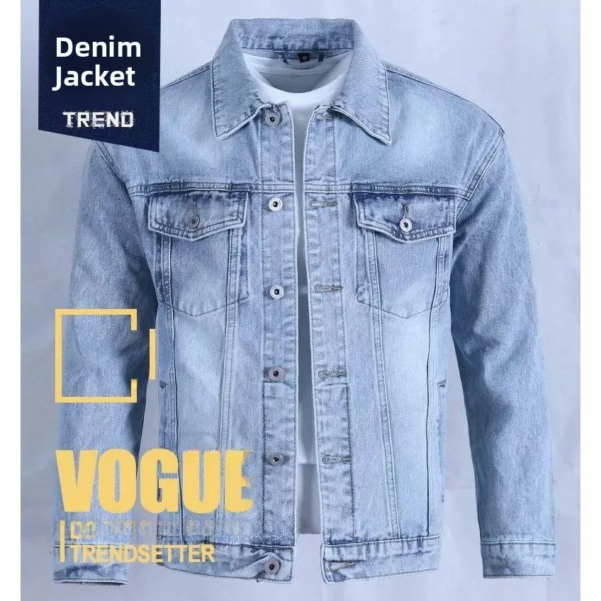 

Slim Fit Denim Jaet High Quali Original Ripped Light Blue Waed Jeans Jaet for Men And Women Trendy Outerwear