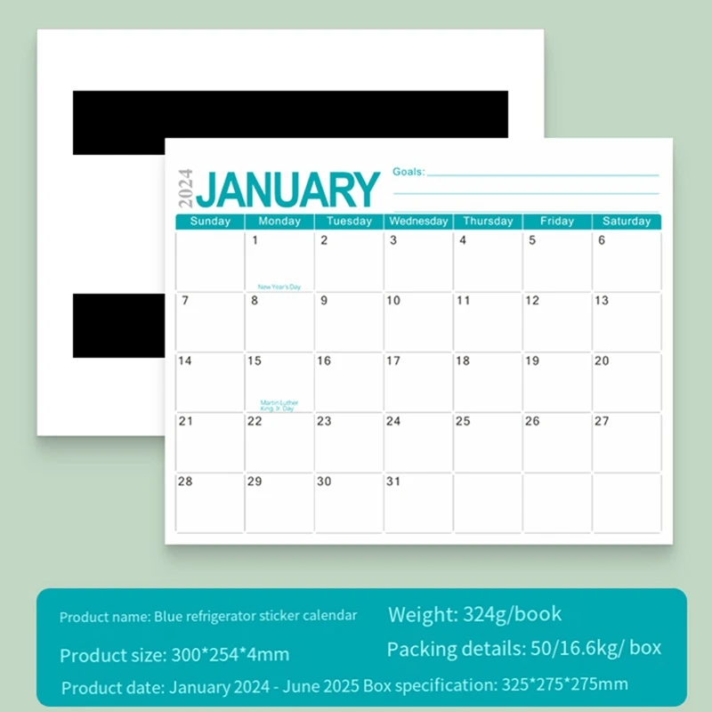 تقويم جذب مغناطيسي للثلاجة، يعمل من يناير 2024 حتى 2025، تقويم شهري 18 أزرق