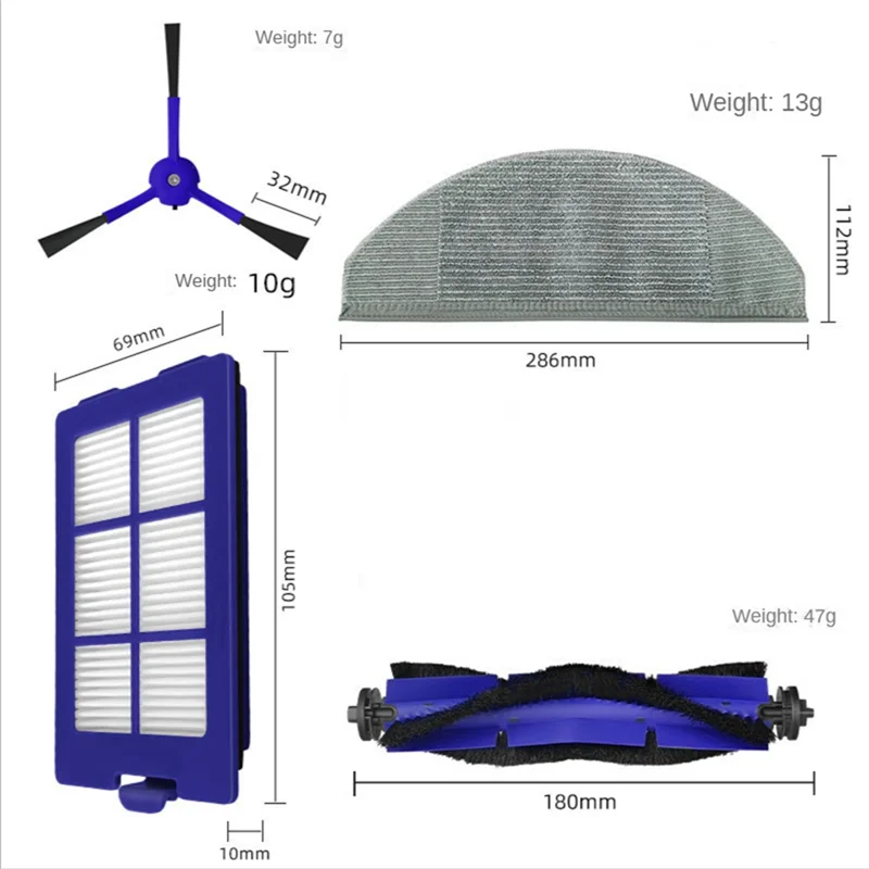 Remplacement de filtre Hepa de tissu de vadrouille de brosse latérale principale pour l'aspirateur hybride Eufy Robovac X8-A58E