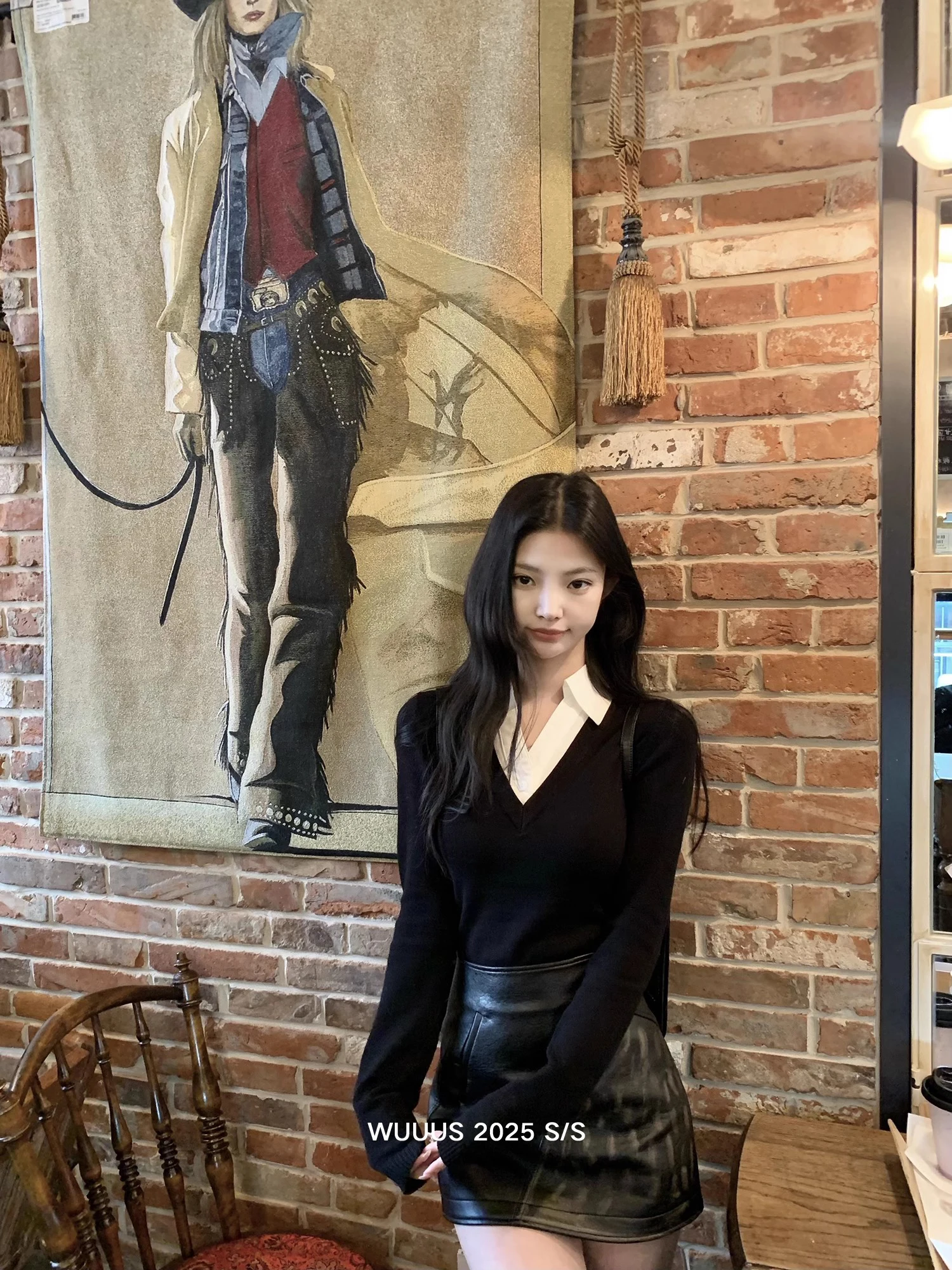 

Wuuus Char Wed Knitted Ne Sweater Women's Autumn Winter College Sle Top Fake Two-Piece Long Sve ort Length