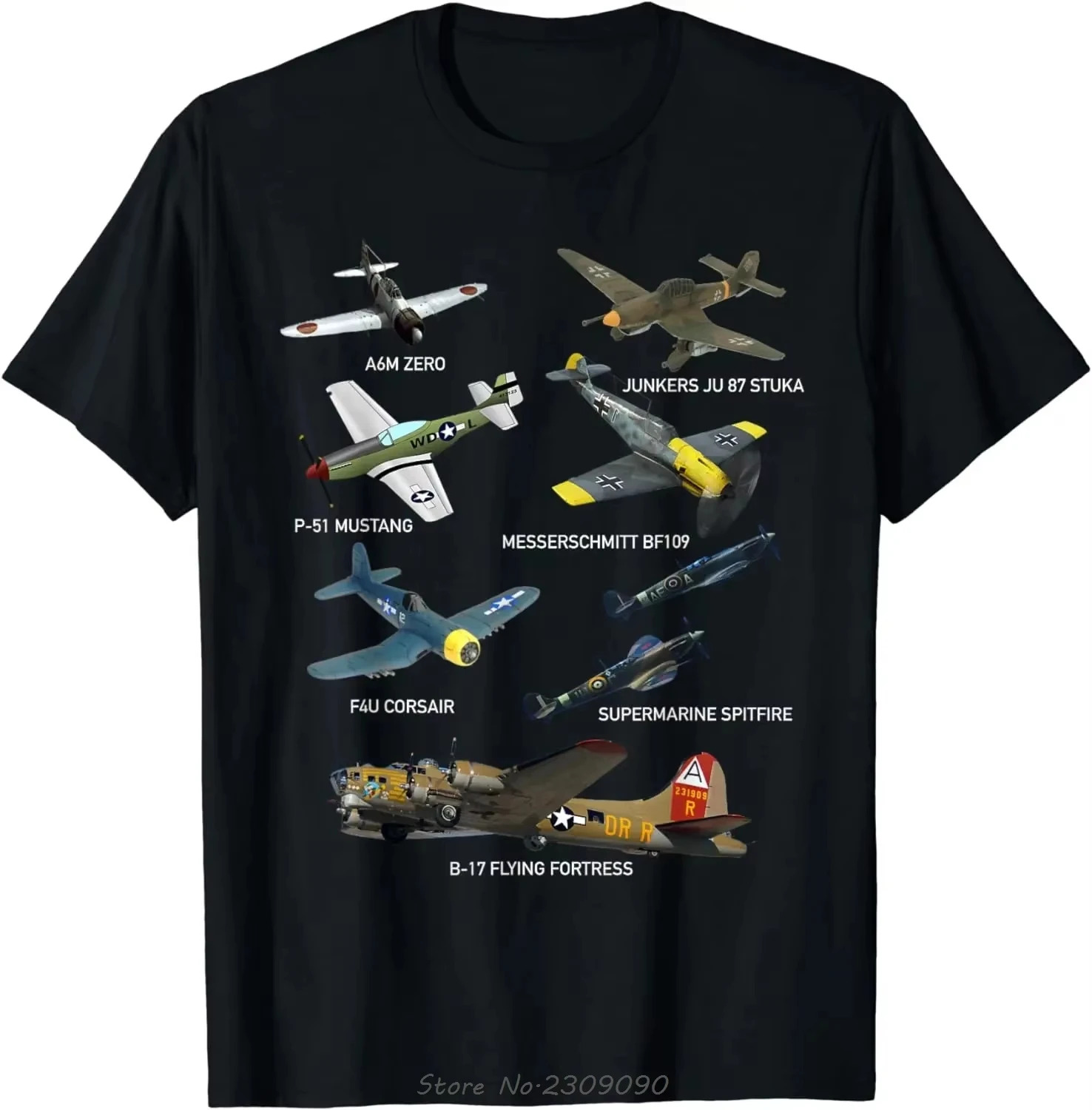 2026 Planes Warbirds P51 Mustang Spitfire Messerschmitt Oversized T-shirt Casual Cotton Tshirt Men's Clot