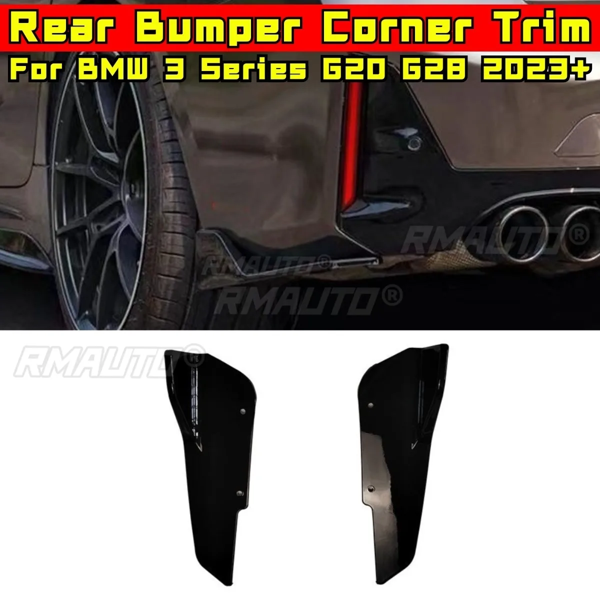

Задний бампер автомобиля, разделитель губ, комплект кузова для BMW 3 серии G20 G28 2023 + защита бампера, угловая накладка, автомобильные аксессуары