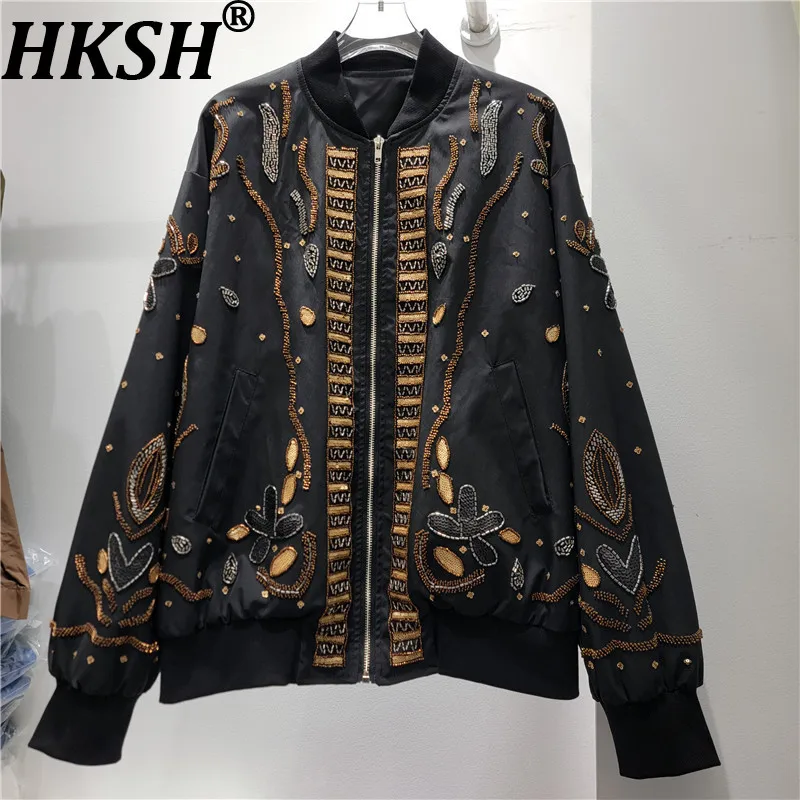 HKSH Women Jacket Trendy Design Heavy Embroidered Flares Vintage Loose Casual Chic Punk High Street Beading Fashion Coat HK26740
