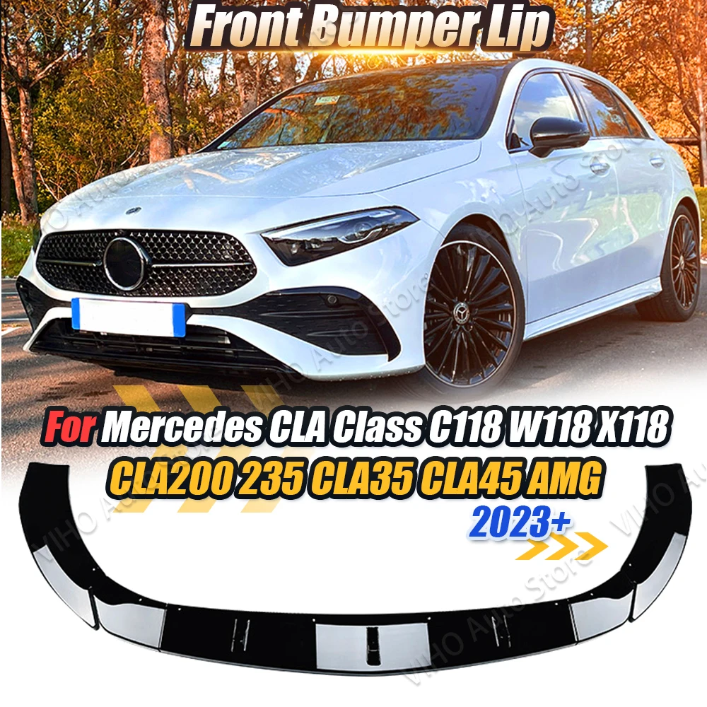 For Mercedes Benz C118 W118 X118 CLA 200 235 CLA35 45 AMG / W177 A180 A200 A35 2023 Front Bumper Splitter Lip Diffuser Body Kits