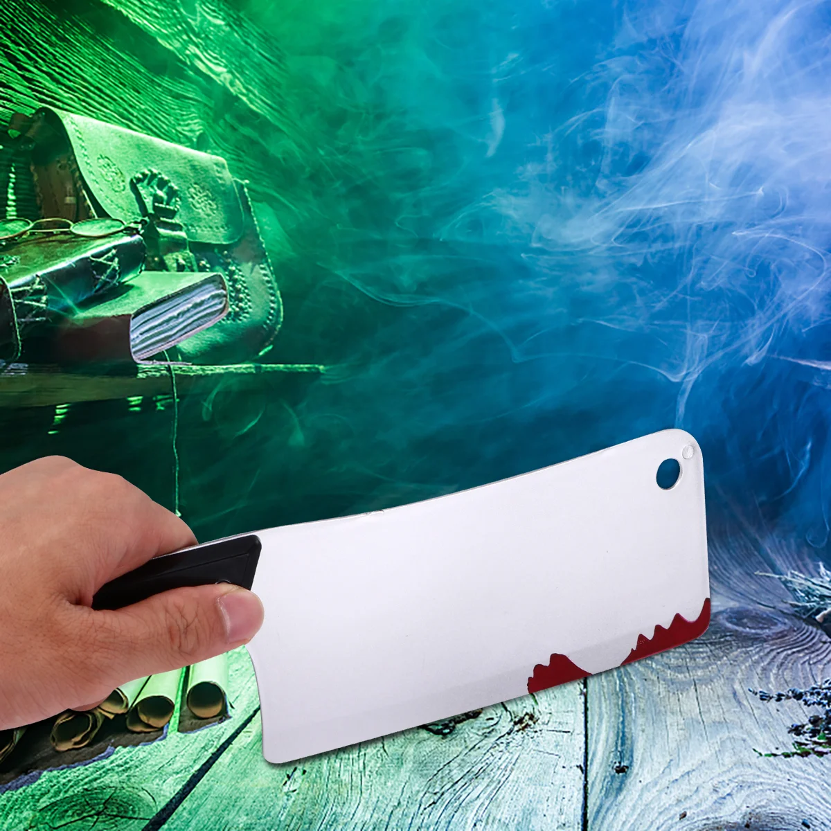 2 Pcs Plastic Bloody Kitchen Knife Halloween Prank Props Toys Artificial Fake Make up Party Supplies