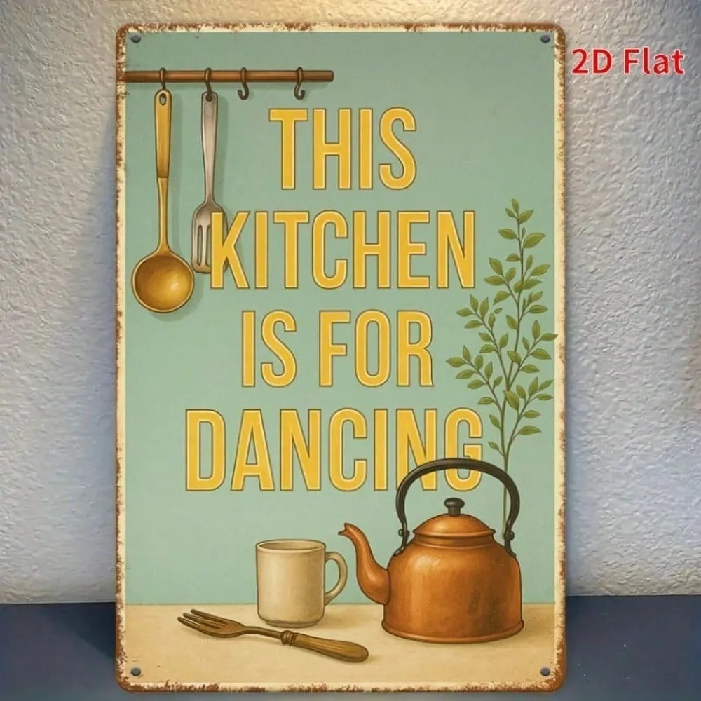 

Funny Vintage Metal Sign Kitchen Dancing Rustic Bar Cafe Wall Art