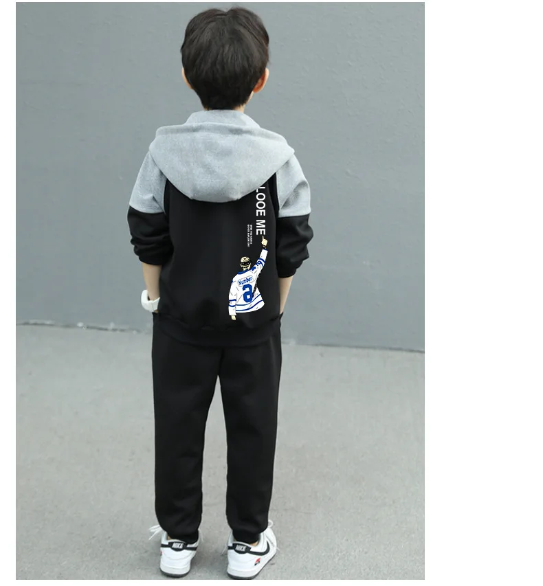 2024 autumn zipper splicing jacket hoodie + pants Child tracksuit Clothes boys sport Teenager Kids Cotton winter 9 8 10 12 year