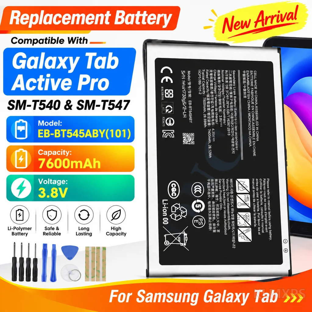 Tablet Replacement Battery EB-BT545ABY 7600mAh Li Polymer For Samsung Galaxy Tab Active Pro SM-T540 SM-T547 With Tool Kit