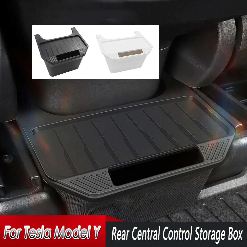 

Black/White Rear Central Control Storage Box for Tesla Model Y 2021 2022 2023 TPE Style Car Console Organzier Tray Case