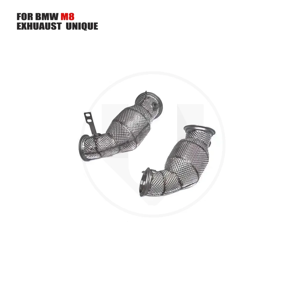 UNIQUE Exhaust Manifold High Flow Downpipe for BMW M8 2018  4.4T  Car Accessories With Catalytic Converter Header Catless Pipe