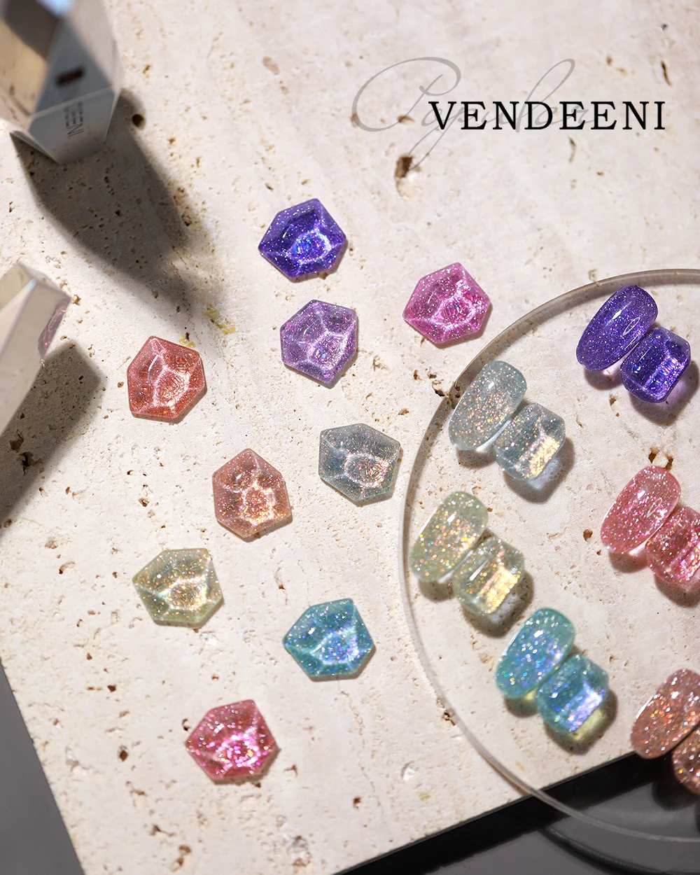 Vendeeni 9 Farben/Set Glitzer-Broken-Diamond-Gel-Nagellack, UV-LED-Gel-Lack mit reflektierendem Effekt und Display – Detail 15
