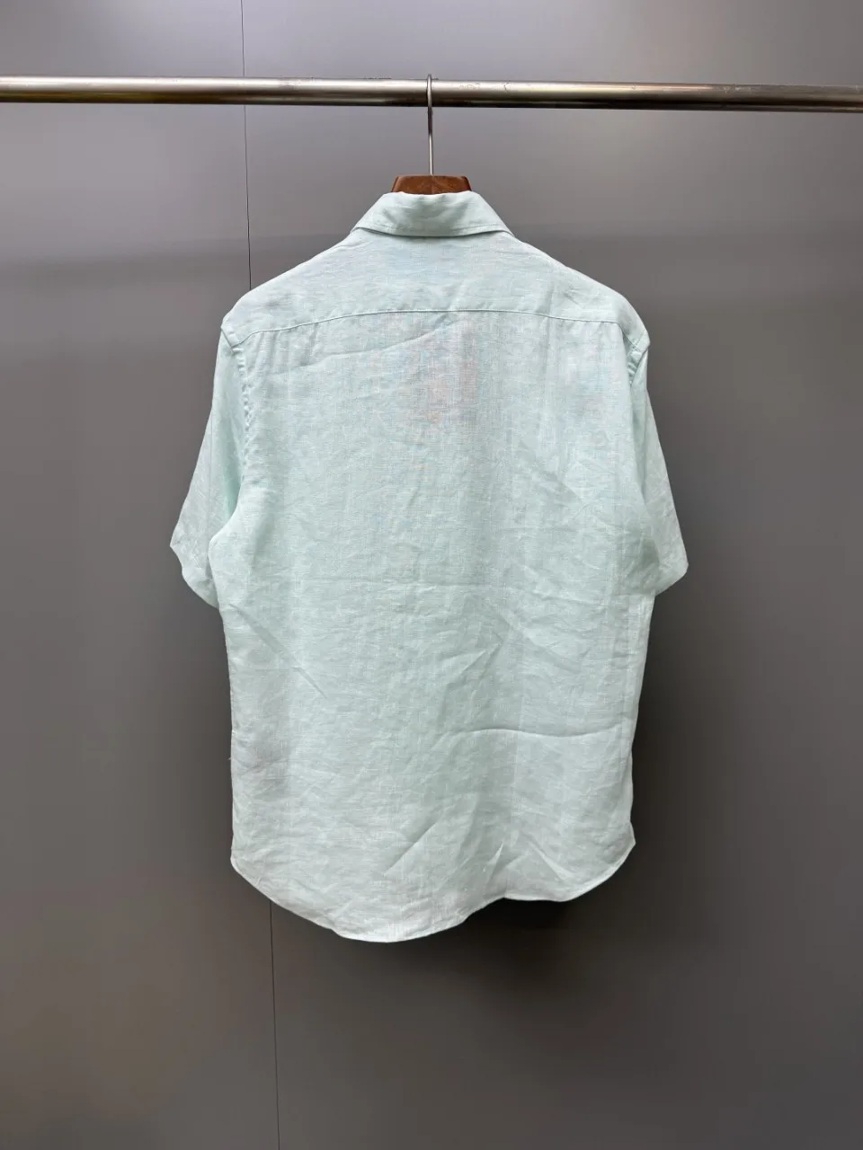 ZEG Old Money Aesthetic Men Oasis Linen Turn Down Collar Rolled Cuff Round Hem Chest Pocket Casual Long Sleeve Shirt