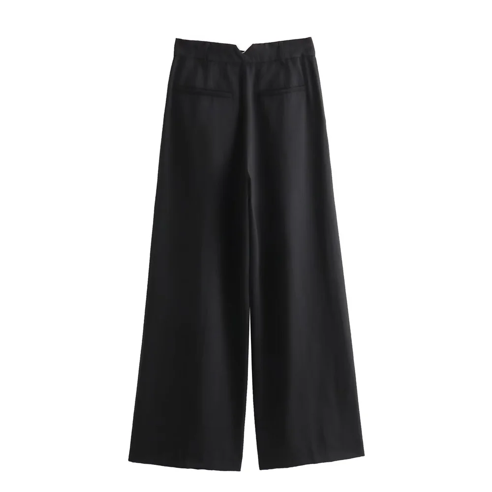 2024ZAR Spring/Summer Hot Selling New Women\'s Commuter Slim Fit Short Tank Top High Waist Wide Leg Pants