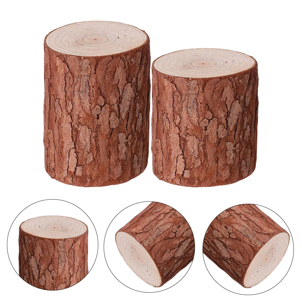 

2Pcs Lifelike Mini Wooden Stump Models Creative Fir Wood Decor Perfect Desktop Garden Scene Accessories Stump