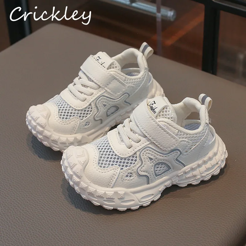 

Детские кроссовки с сетчатыми вставками, летние, однотонные, дышащие, с мягкой подошвой, спортивные сандалии для мальчиков и девочек, повседневная обувь на липучках для детей