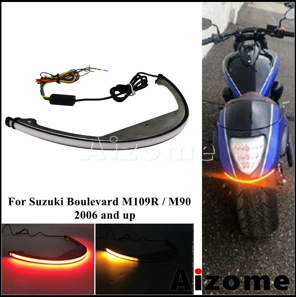 Tył motocykla Amber Sequentia płynący sygnał skrętu LED Tidy Eliminator światła tylne hamulca dla Suzuki Boulevard M109R M90 2006-up