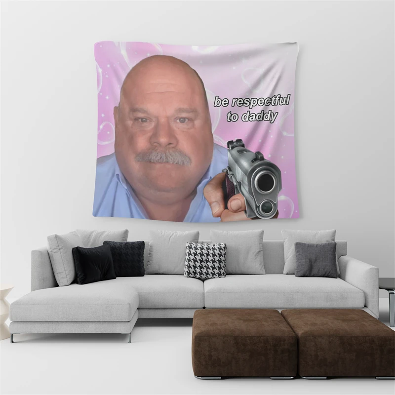 Gaslight Gatekeep Girlboss Bertram Winkle Be Respectful to Daddy Funny Meme Tapestry Wall Hanging Art for Bedroom Living Room