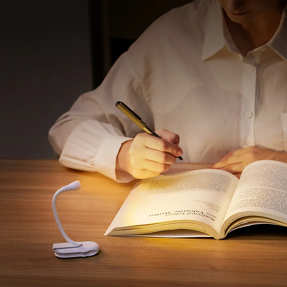 Portable Mini Book Light Clip Reading Night Lights USB Charging LED Dimmable Bedroom Eye Protect Camping 360° Flip Book Lamps