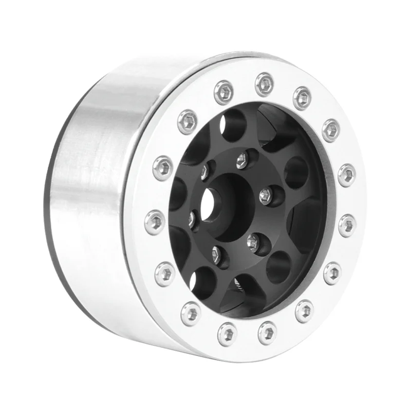 

Best Black Silver Rim 1.55 Inch Metal Wheel For 1/10 RC Crawler Vehicle Axial SCX10 Ghost TRX4 TRX6 D90 4WD Durable Easy To Use