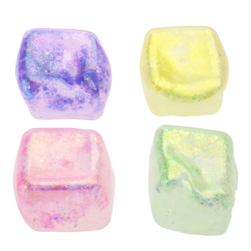 

Girls Colorful Ice Cube Maltose Toy with Glitter Collectable Toy Stress Relief