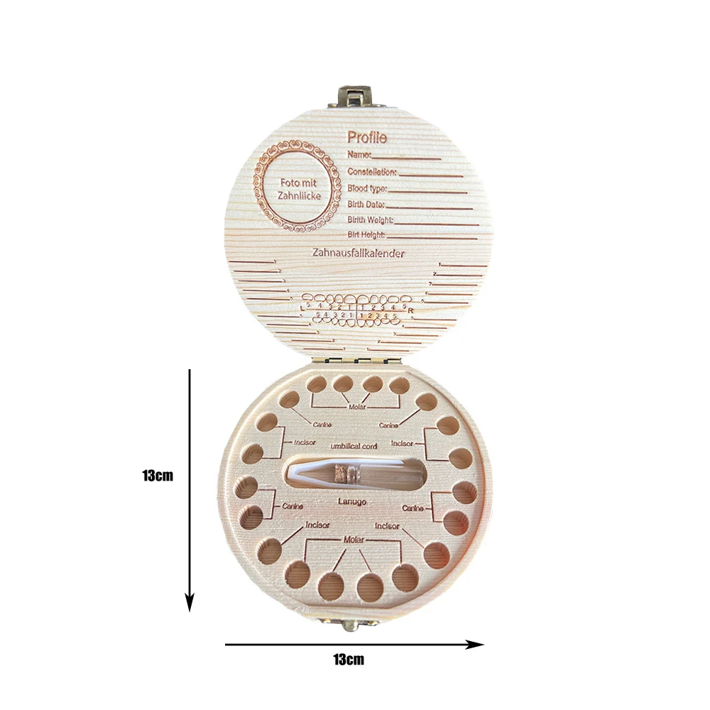 赤ちゃんの歯を保管するための丸い木製の歯の箱,男の子と女の子のオーガナイザー,歯を収集するための保管,赤ちゃん,新生児の贈り物,英語,その他