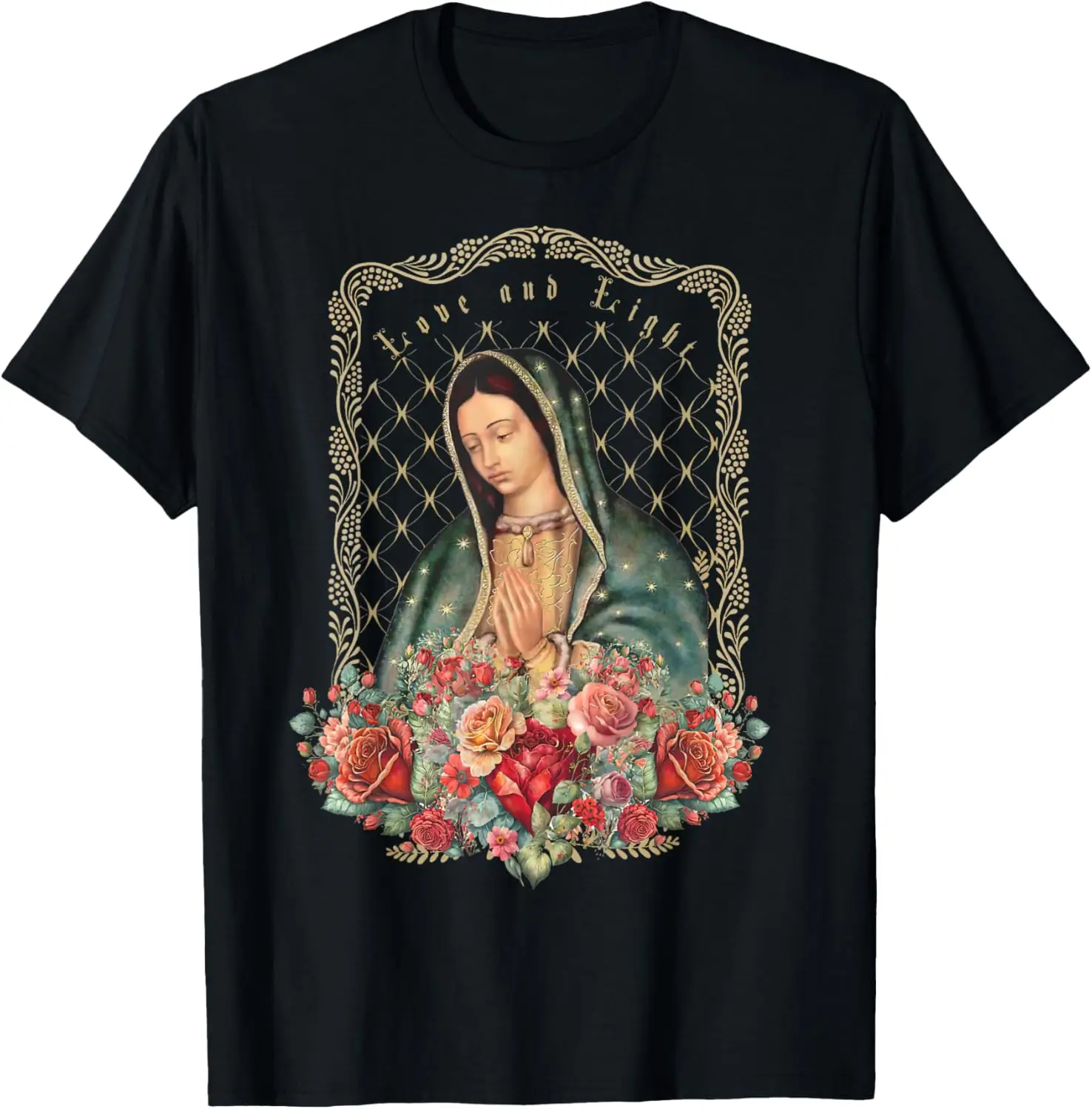

Our Lady of Guadalupe Virgin Mary Catholic Saint Graphic Tee Breathable Cotton Short Sleeve T-Shirt