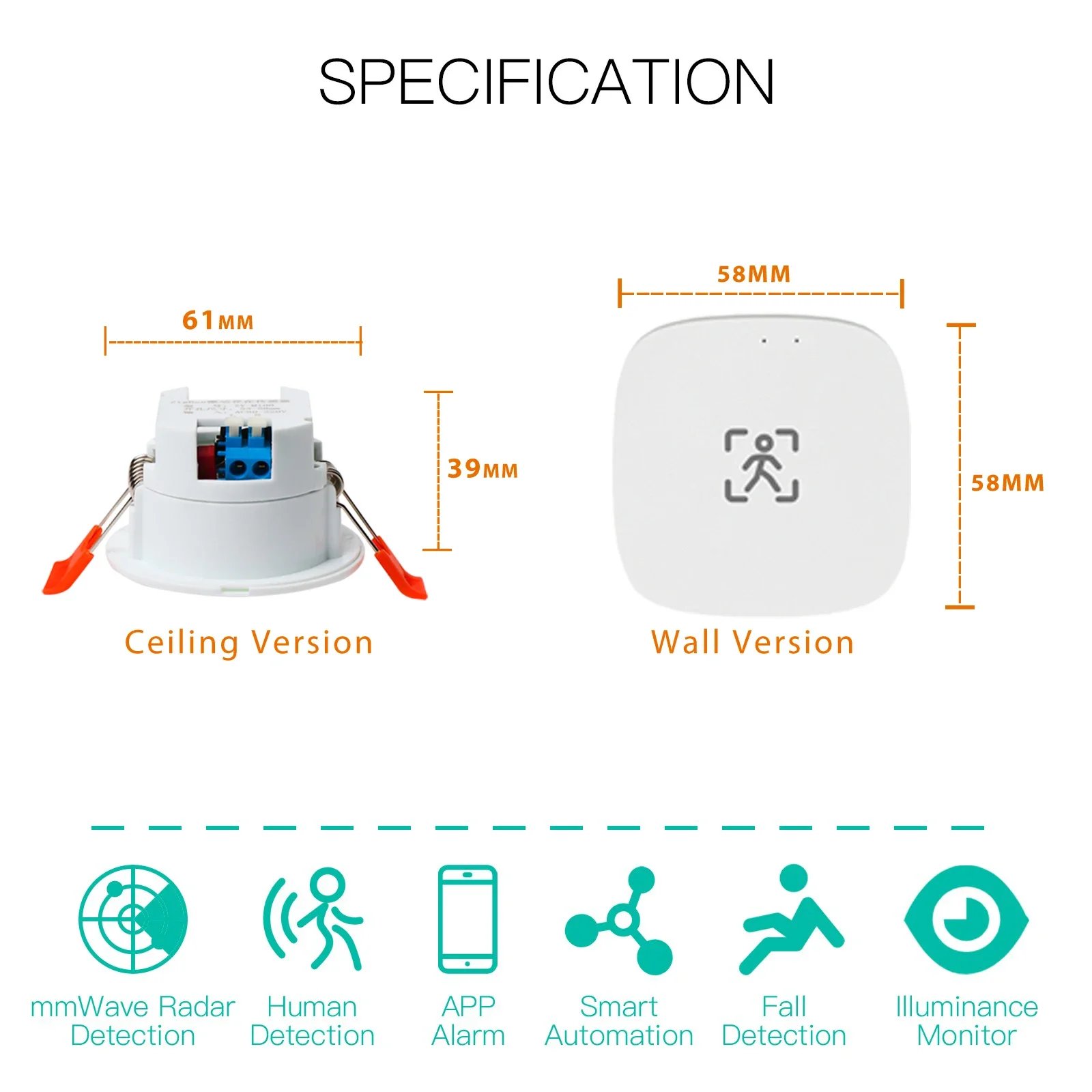 Tuya ZigBee Wifi 24G 5.8G MmWave Human Presence Sensor Luminance Distance Detection Wireless Real-time Smart Human Body Sensors