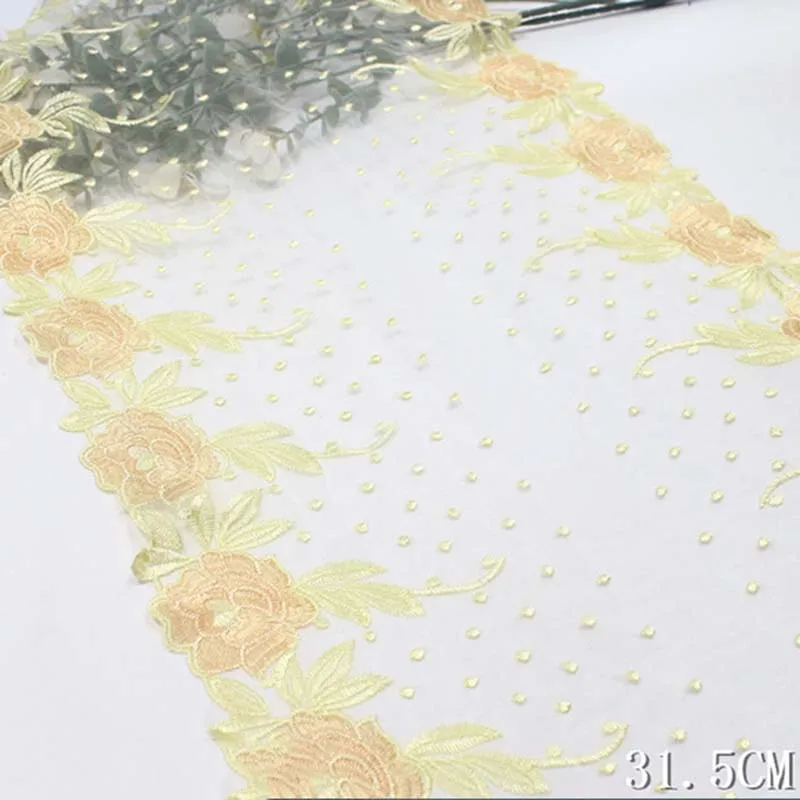 

35 ярдов цветочная двухцветная вышитая ткань с кружевной отделкой, лента ручной работы, сделай сам, швейное ремесло для украшения костюма, шляпы