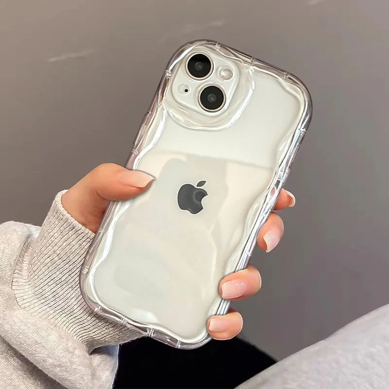 Custodia per telefono Premium Airbag trasparente con motivo crema per iPhone 16 Pro Max 15 14 Plus 13 12 11 Cover posteriore in silicone antiurto