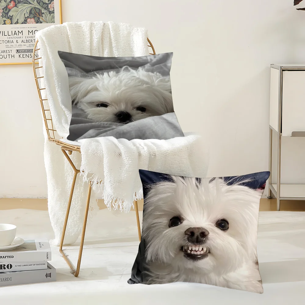 Maltese Dog cushion cover Suitable For Bedrooms Living Rooms Cars Home Decoration