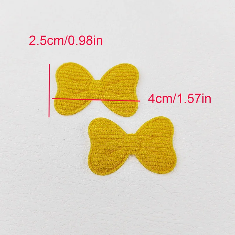 Felt Bowknot Padded Appliques, DIY Clothes, Hats, Bow Applique, Hair Clip Accessories, Patches, 4x2.5cm, 60Pcs