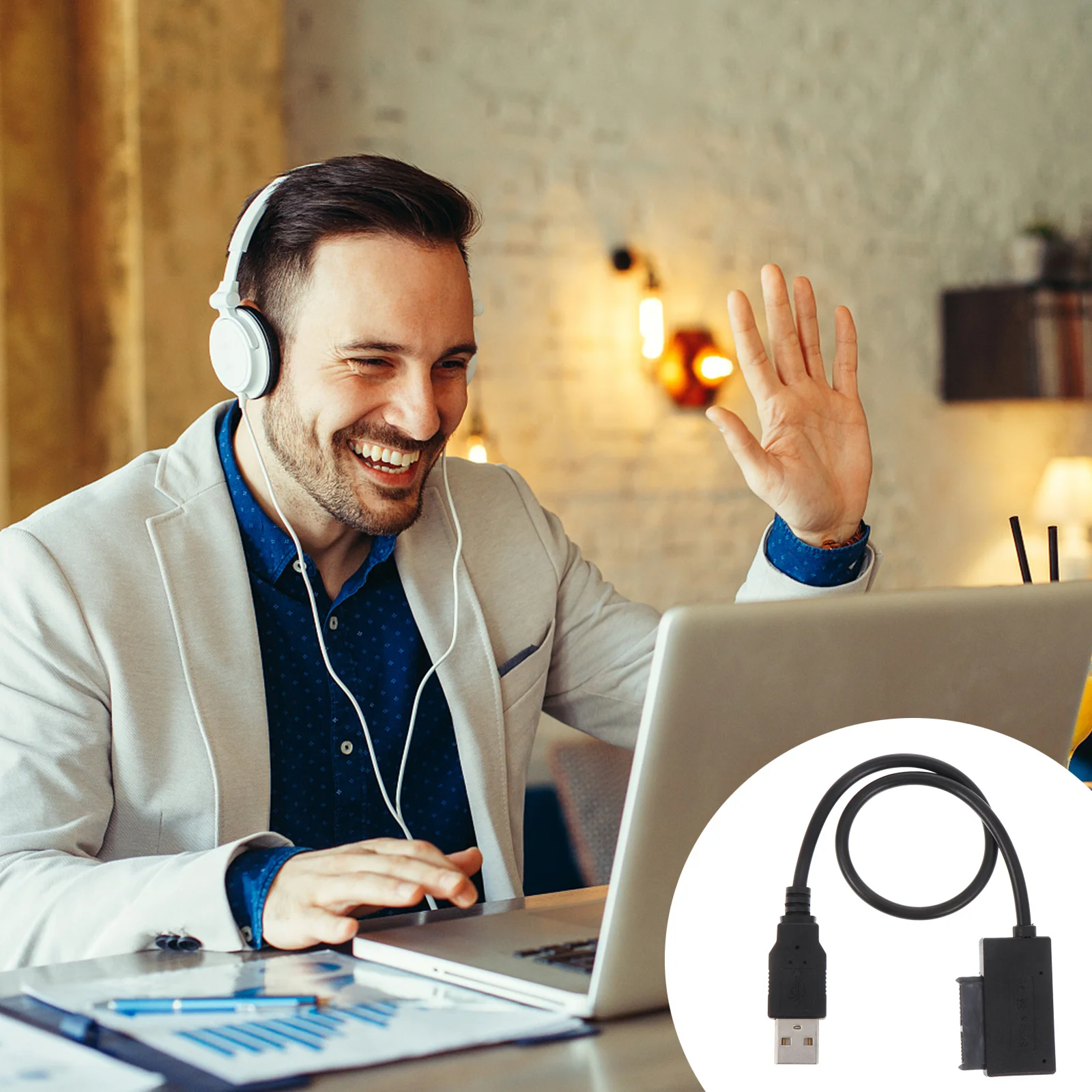 

1Pcs to USB Cable Optical Drive Adapter Easy Laptop Cd-ROM Data High Speed USB Portable Durable