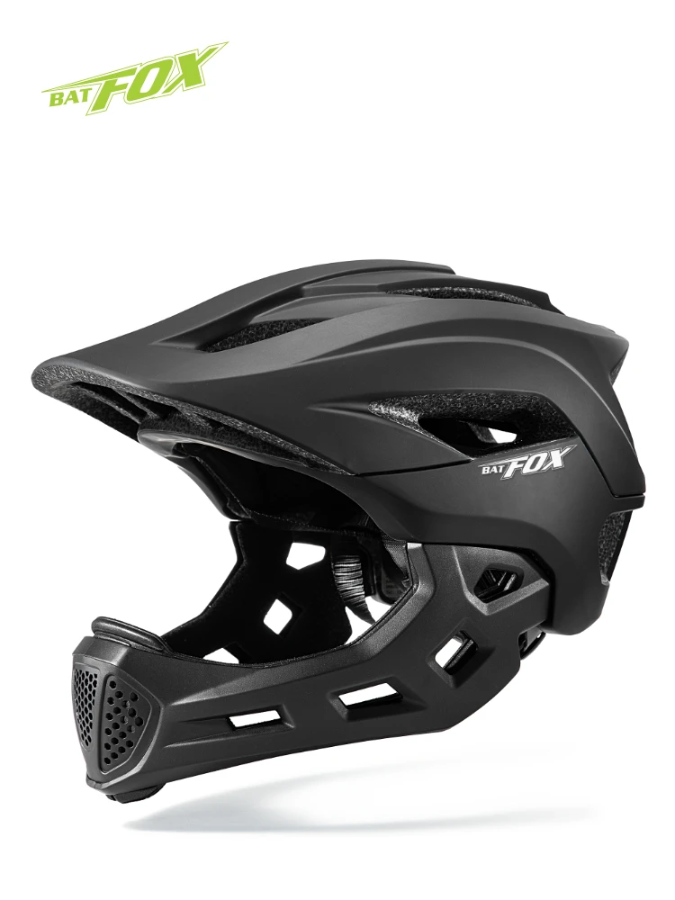 BATFOX Kinder Vollgesichts-Fahrradhelm Abnehmbarer Kinnriemen Stoßabsorbierende Schale Sicherheitszertifizierter Rad- und Rollerhelm für Kinder – Detail 23