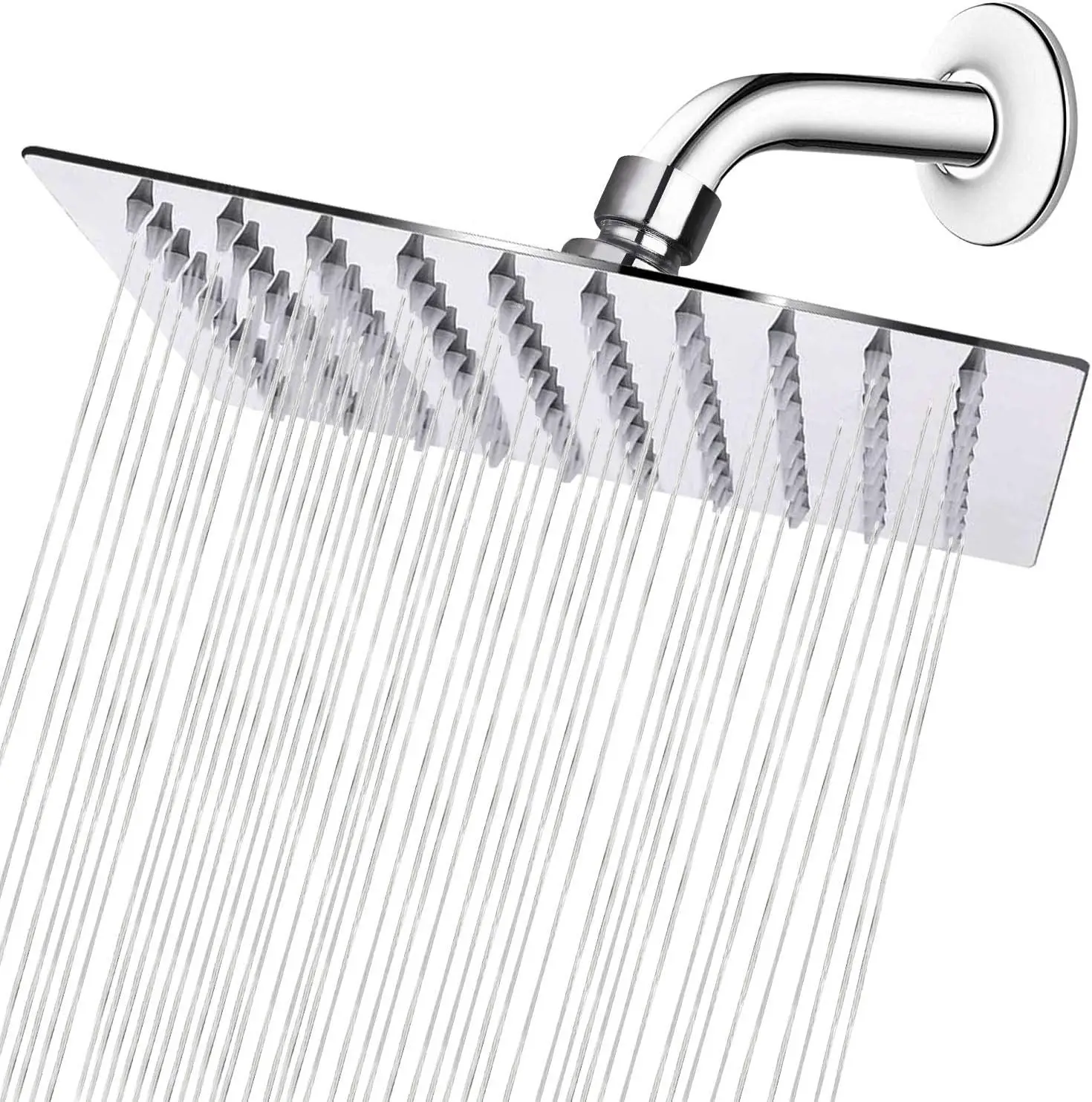 

8 Inch Rain Shower Head, High Flow Stainless Steel Square Rainfall Shower, High Pressure Design with Self Cleaning Nozzles for