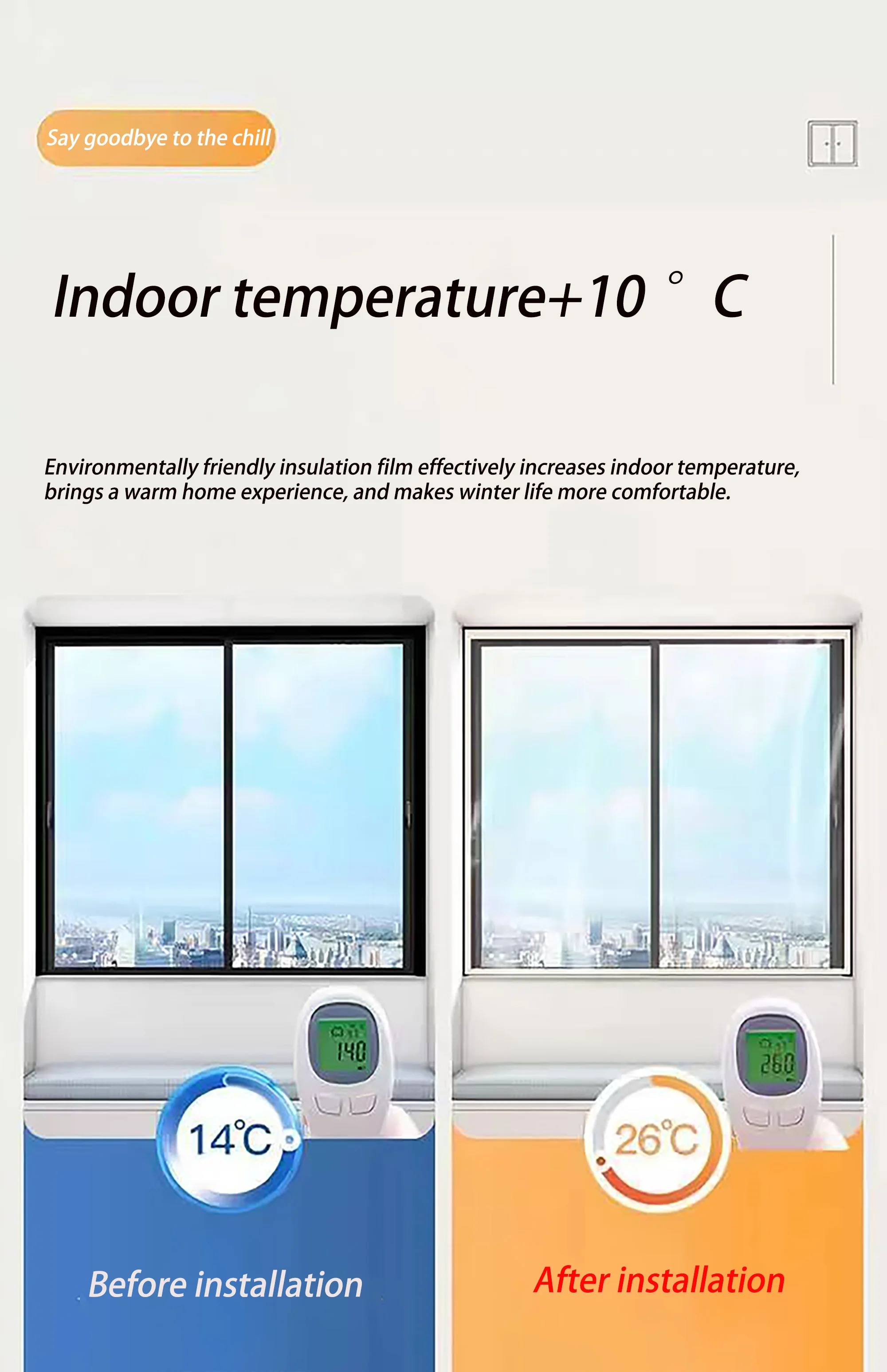 Window insulation film, winter indoor windproof and warm windows, energy-saving transparent film, screen window, door curtain