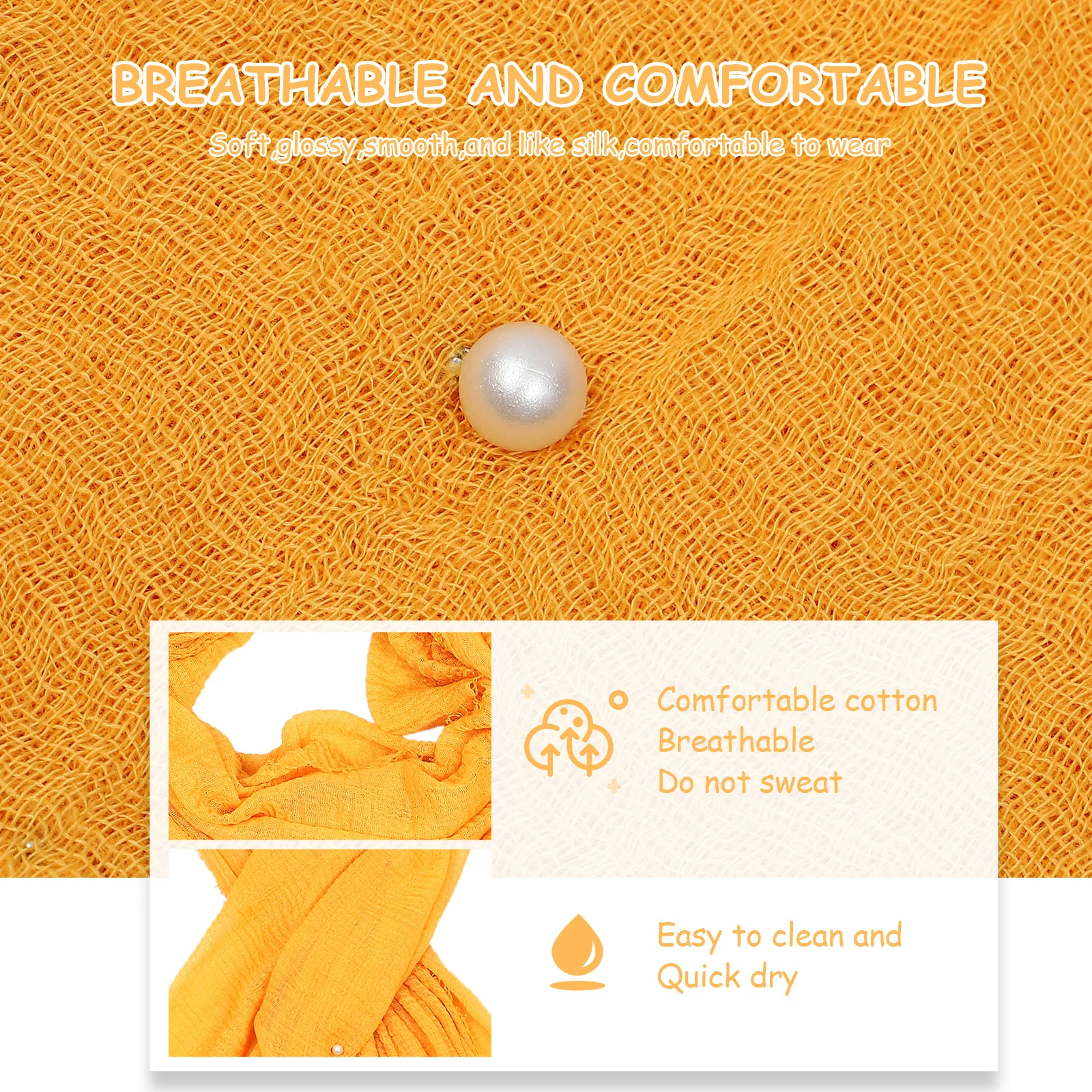

1pc Pearl Decor Scarf Fashion Shawl Comfortable Lightweight Women Summer Autumn Outdoor Multi-Purpose Delicate Shawl Versatile