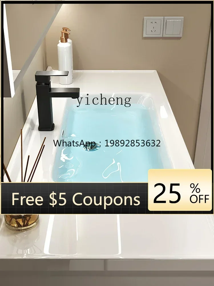 

Ceramic Whole Washbin Solid Wood Hand Washing Washbasin Cabinet Smart Washstand