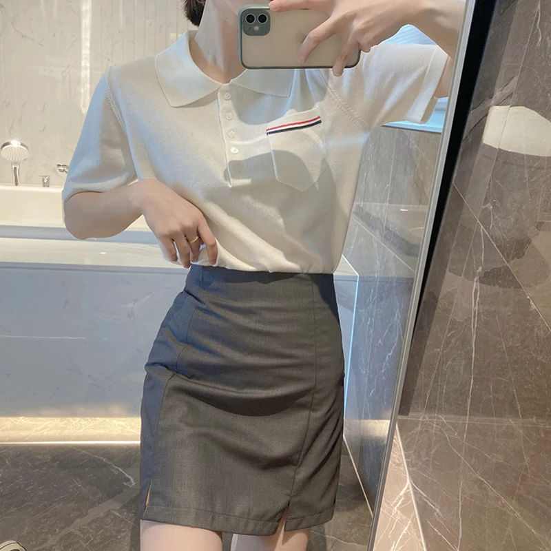 

Fashion Brand High Quality Design Striped High Fanny Pack Hips Skirt Grey A-line Slim One-step Skirt Summer Women's Short Skirts