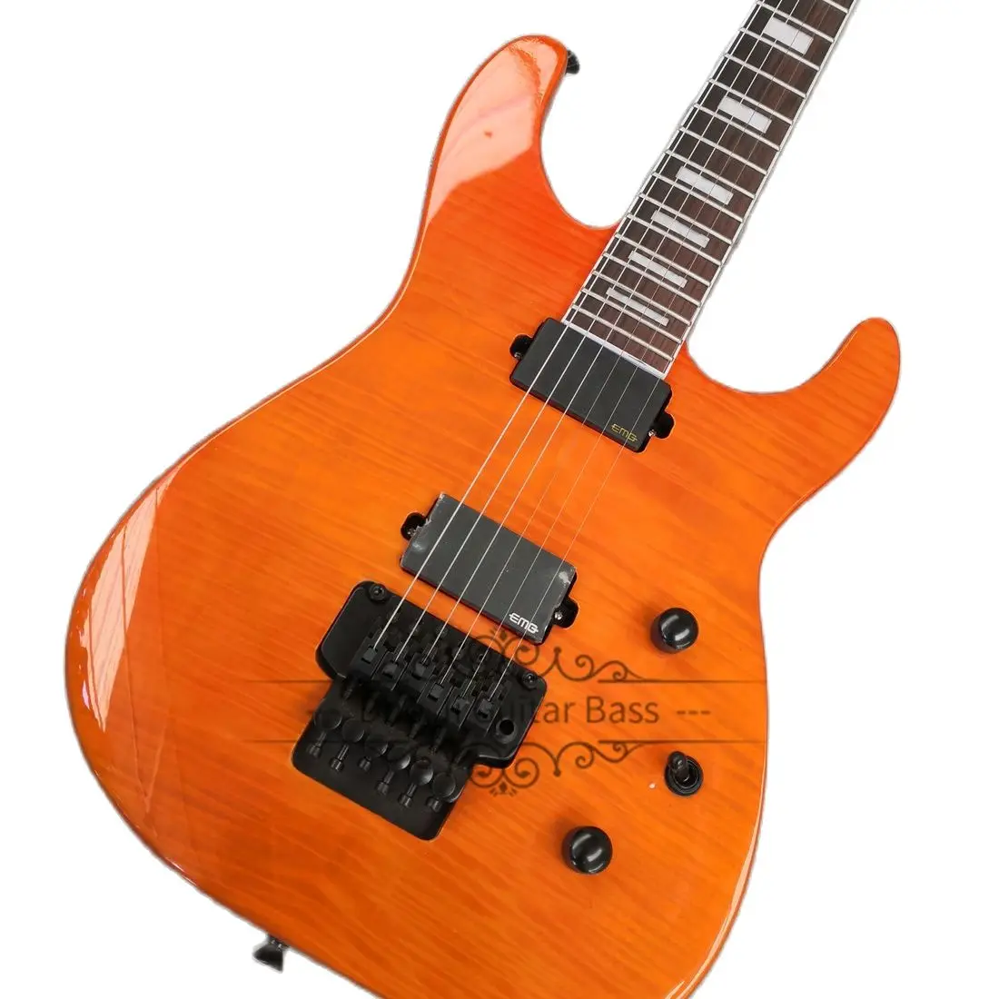 Orange Electric Guitar Kra Guitar Mahogany Body Flamed Maple Top Tremolo Bridge  HH Pickups 22 Frets Mother shellfish inlay