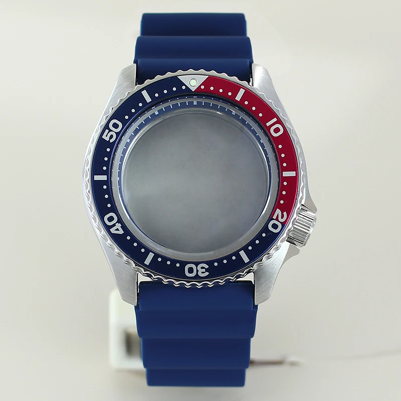 42.5mm Silver SKX 007 Watch Cases Sapphire Crystal With Chapter Ring For Seiko NH35 NH34 NH36 NH38 4R36 Movement Rubber Bracelet