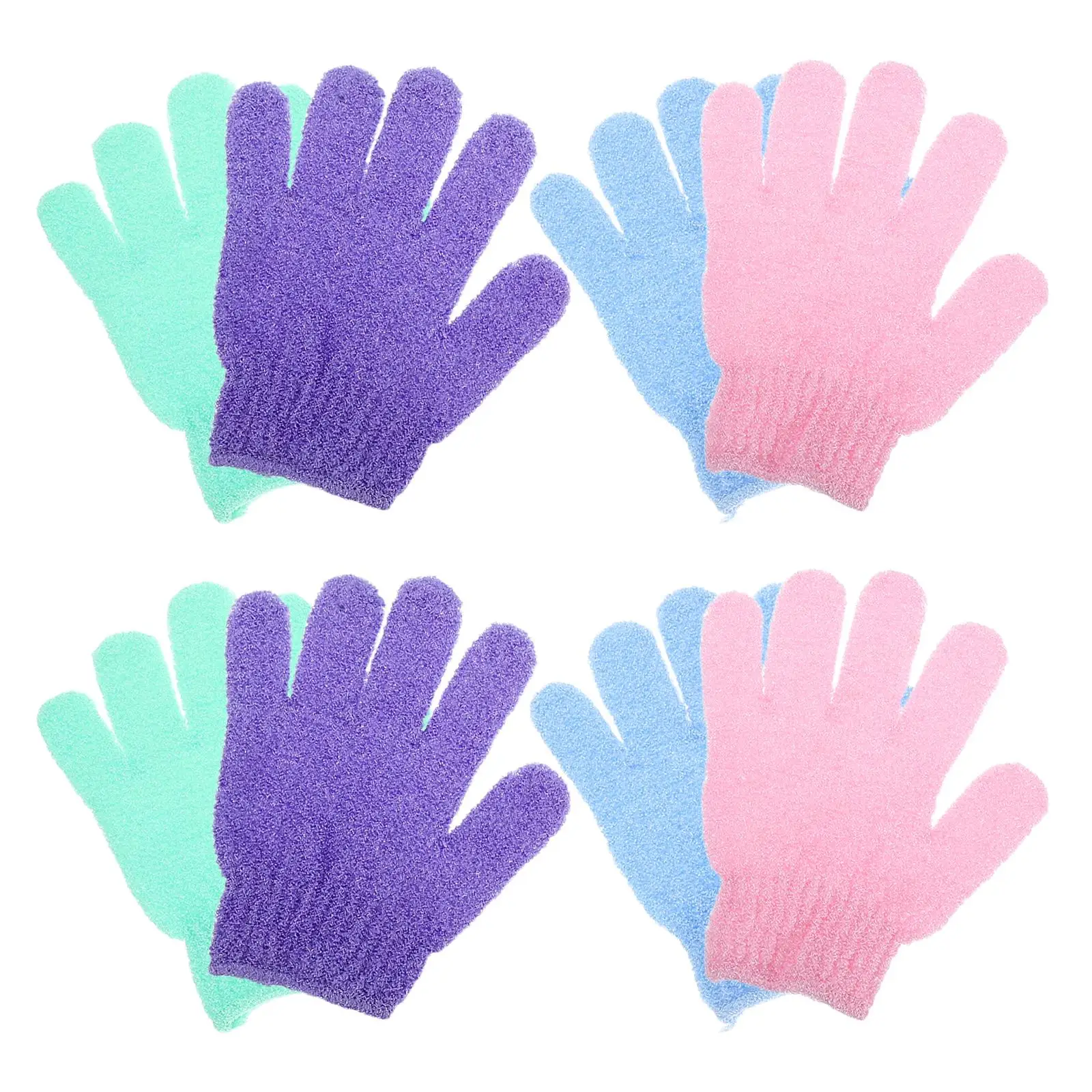 

4 Pairs Five Finger Bath Gloves Exfoliating Shower Scrubber Peeling Massage Glove Woman Man Spa Skin Care Polyester