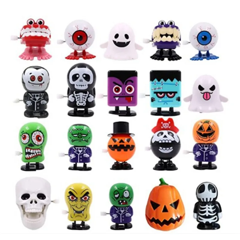 

6Pcs Mini Novelty Clockwork Toys Fun Halloween Pumpkin Ghost Skeleton Zombie Walking Jump Wind Up Toys Party Decor Children Gift