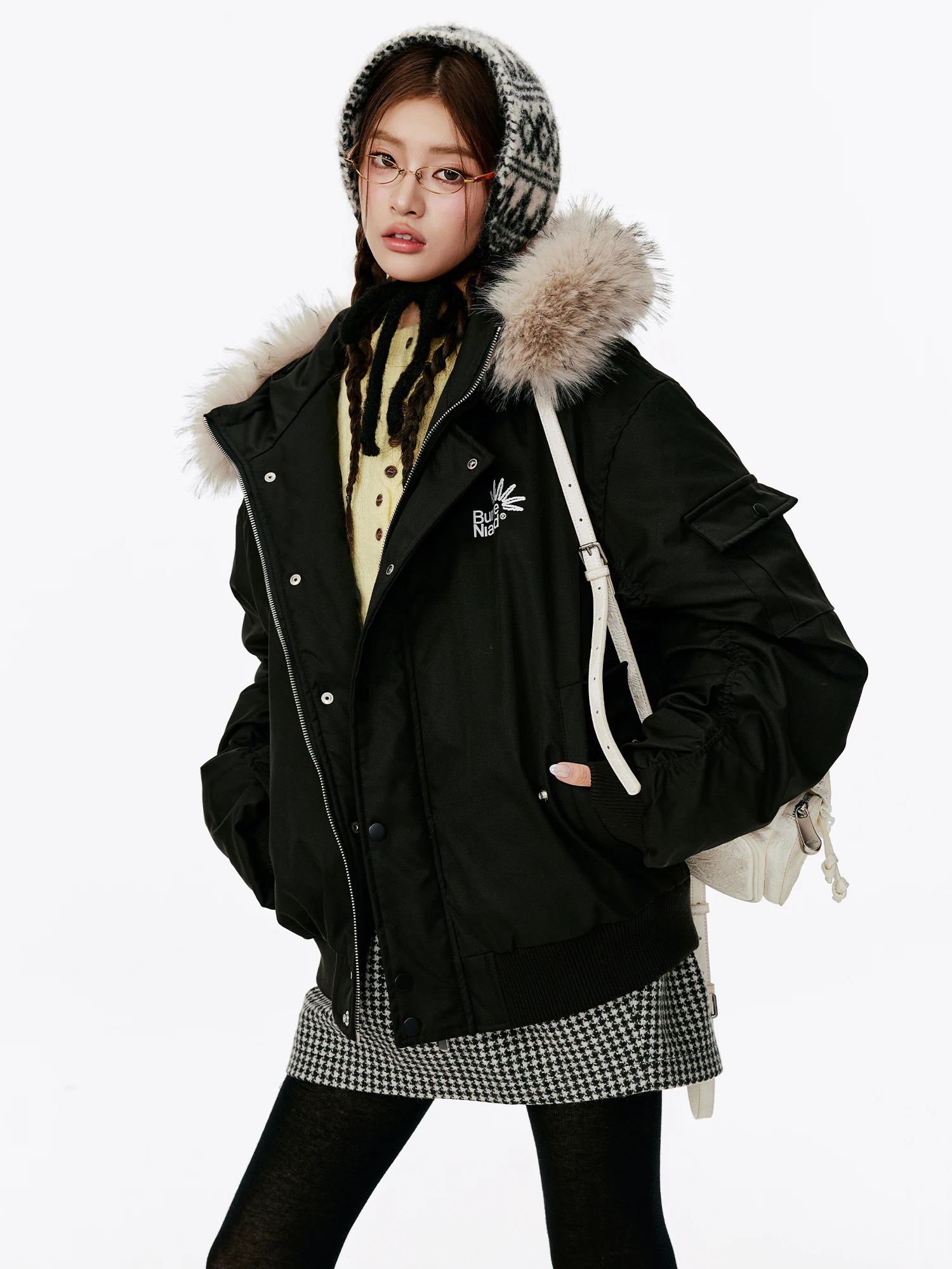 

Парная хлопковая парка-куртка для женщин, утепленная зимняя верхняя одежда в корейском стиле, свободного кроя, с принтом, на полиэстеровой подкладке