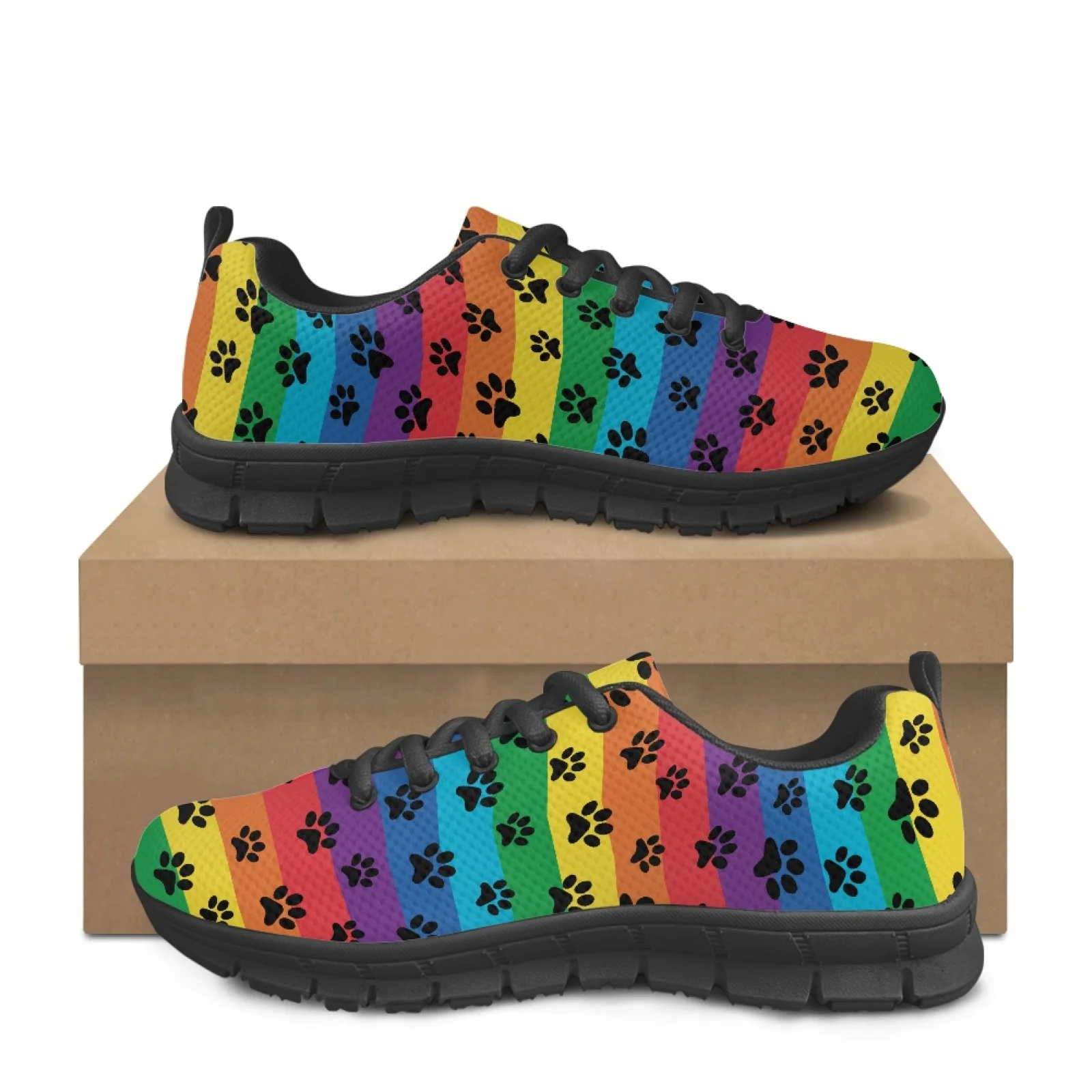 Coloranimal Rainbow Men Shoes for Nurses Standing All Day Non-Slip Sole Women Sneakers Running Walking Shoes for Outdoor