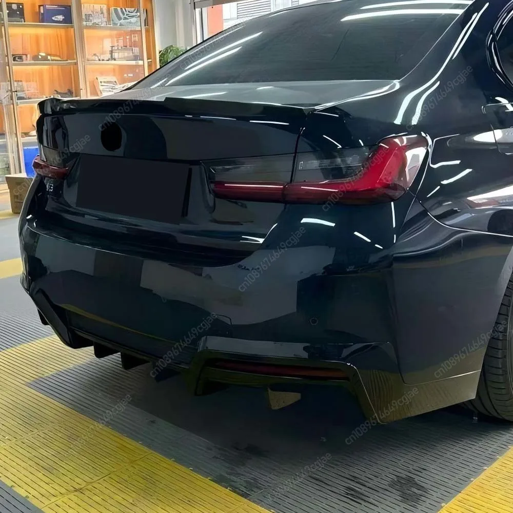 Für BMW i3 2022 2023 2024 ABS Zubehör Tuning Auto Heckstoßstange Diffusor Hecksplitter Spoiler Lip Schutzabdeckung Glanz Schwarz