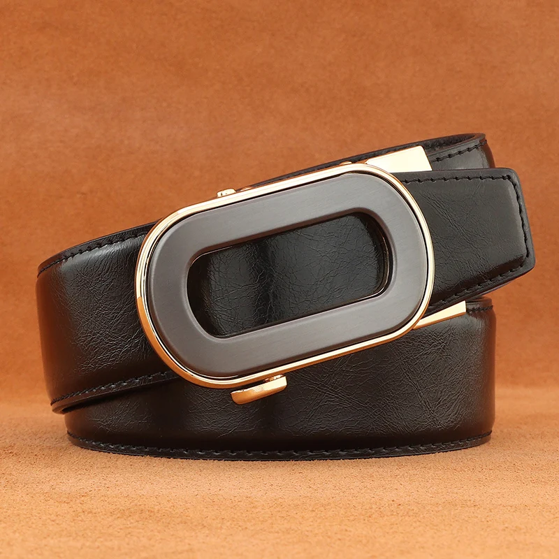 

High-Quality Casual Fashion, Automatic Elliptical Belts for Men Genuine Leather Grey Famous Luxury Brand Belt for Young Men
