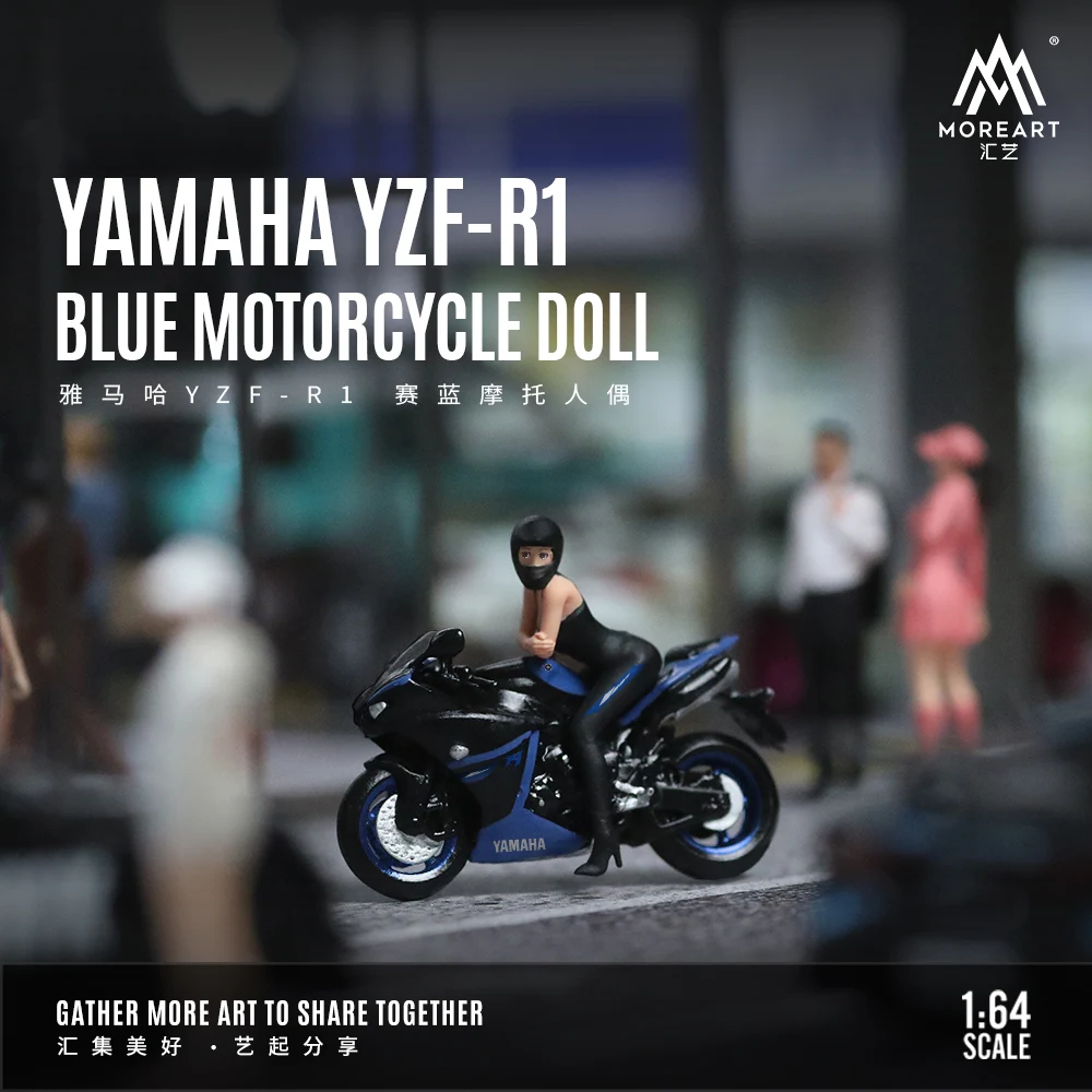 Presale*MoreArt 1:64 Yamaha YZF-R1 Race Blue motorcycle action figure set-Delivery in December