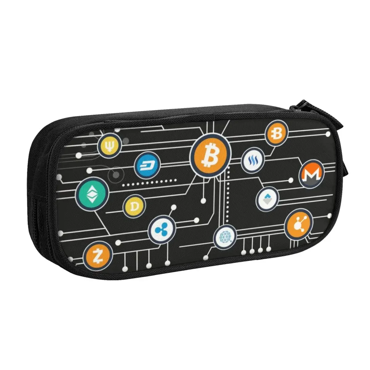 Custom Cryptocurrency Bitcoin Altcoin Blockchain Logo Pencil Cases for Girls Boys Big Capacity Ethereum Pen Box Bag Stationery 2